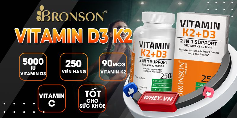 Bronson Vitamin K2 D3 ( 250 viên ) phù hợp với mọi đối tượng bổ sung. Giúp xương luôn chắc khỏe, linh hoạt trong tập luyện.