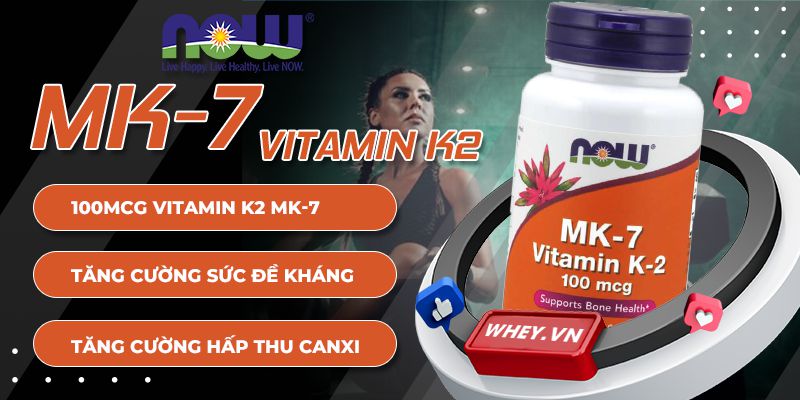 Now Vitamin K2 MK7 100 mcg bổ sung hàm lượng Vitamin K2 đầy đủ, giúp bảo vệ sức khỏe hệ tim mạch và xương khớp một cách toàn diện nhất!