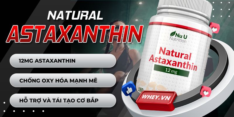 Nu U Astaxanthin 12mg 180 viên tăng cường sức khỏe làn da, phục hồi và bảo vệ làn da khỏi tia cực tím. Chống oxy hóa, cải thiện sức đề kháng,..