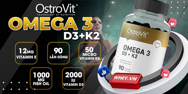 Ostrovit Omega-3 D3+K2 90 viên , sản phẩm với công thức tiên tiến bậc nhất hiện nay, giúp chăm sóc và bẻo vệ sức khỏe toàn diện nhất.