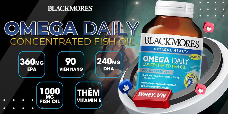 Dầu Cá Blackmores Omega 3 Daily Concentrated Fish Oil 90 Viên- bổ sung hàm lượng dầu cá chất lượng bậc nhất trên thị trường.